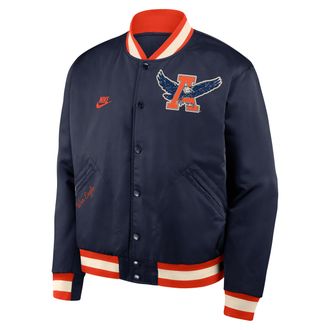 Nike Auburn Legacy Nike Mens College Full-Snap Bomber Jacket in Blue | 03O50F2GAUV-P0K