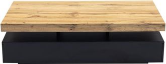 VENTE-UNIQUE.COM Mesa de centro fija efecto madera negro, color natural claro