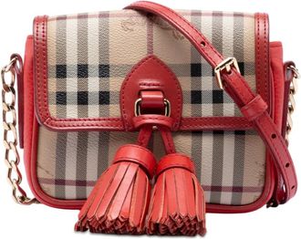 Burberry Pre-owned Burberry Mini Haymarket Check Coated Canvas Tassel Crossbody Ladies 27VC734DMDS6N6K9
