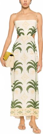 Johanna Ortiz Tactile Winds Dress In Ecru/ Green
