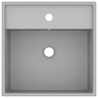 Berkfield Home Luxury Basin Overflow Square Matt Light Grey 41x41 cm Ceramic