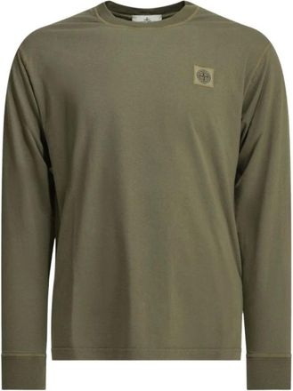 Stone Island Fissato Crewneck T-Shirt - Heren - Tops - Groen - Maat: M Katoen
