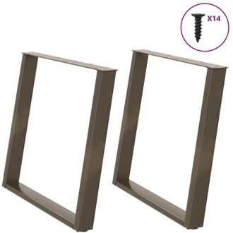 vidaXL Patas Para Mesa De Comedor En Forma De U (2 Unidades, Acero Natural, 100 X 72-73 Cm) Vidaxl