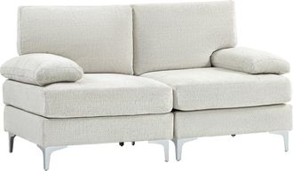 HOMCOM 2 Seater Sofa Modern Loveseat with Metal Legs Spring Cushion Cream White