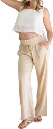 Angel Maternity Blanche Maternity Herringbone Linen Pants In Ivory