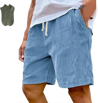 Generic Mokaloha Mens Shorts, Pacificozy Mens Corduroy Shorts, Casual Drawstring Elastic Short with Pockets (3XL,Blue*A)