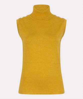 Esqualo Womens Sleeveless Sweater In Golden Olive