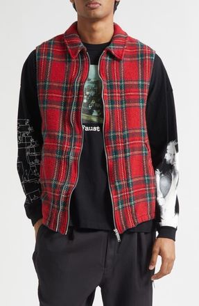 Undercover Plaid Wool Vest in Red Check at Nordstrom, Size 2
