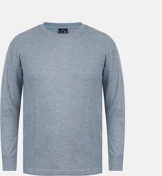 Fabric Mens Waffle Crew Neck Long Sleeve T-Shirt - Grey - Size: 40
