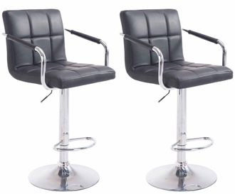 Clp Clp - Set De 2 Taburetes Lucy V2 En Simil Cuero Negro Cromado