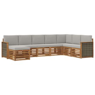 vidaXL Conjunto De Sof&aacute;s De Exterior 6 Pcs Natural Y Gris Claro Vidaxl