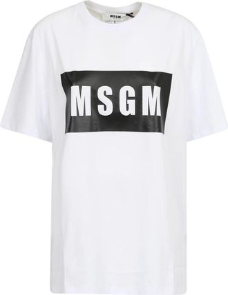 Msgm Box Logo T-shirt met korte mouwen - Heren - T-shirts - Wit - S - Katoen - Tops