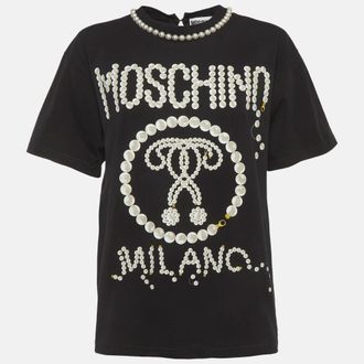 Moschino Black Pearl Print Jersey Oversized T-Shirt