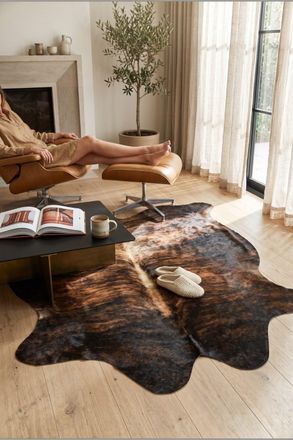 Infinity Leather Natural Cow Leather Brown White Cowhide Hairon Rug - Dark Brindle