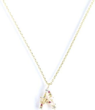 Girls Crew Flutterfly Initial Necklace in Gold at Nordstrom