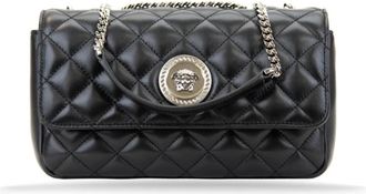 Versace Gewatteerde leren schoudertas Magneetsluiting - Dames - Schoudertassen - Zwart - ONE Size - Leer - Tassen