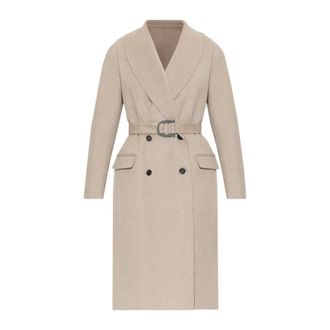 Ferragamo Dames, Mantels, Beige, Maat: 2XS Wol