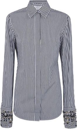 Sportmax Gestreepte blouse met versiering - Dames - Overhemden - Veelkleurig - M - Katoen - Overhemden