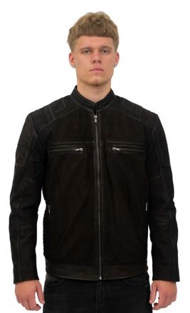 Infinity Leather Mens Buff Racer Biker Jacket-Vienna - Brown - Size X-Large