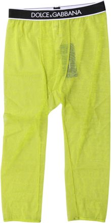 Dolce & Gabbana Womens Green Dg Logo Nylon Cropped Tights Underwear Elastane Clothing