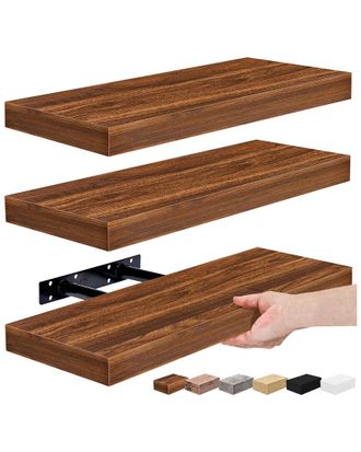Sorbus Set Of 3 Rustic Rectangle Floating Shelves