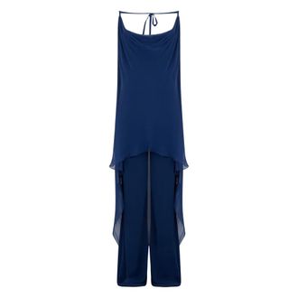 Alberta Ferretti Alberta Ferretti, Jumpsuits, female, Blue, Size: 2XL Long sleeveless jumpsuit