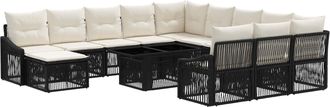vidaXL Conjunto De Sof&aacute;s De Jard&iacute;n 13 Uds. Negro Y Blanco Crema Vidaxl