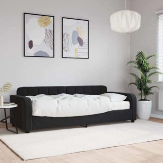 vidaXL Sof&aacute; Cama Con Colch&oacute;n Terciopelo Negro 80x200 Cm