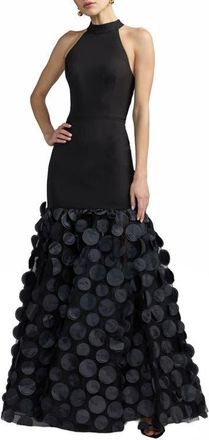 Mac Duggal Womens Halter Neck Rosette Ball Gown in Black at Nordstrom, Size 12