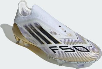 adidas adidas Performance Unisex F50 Elite Laceless Firm Ground Boots - White & Black - Size UK 10.5