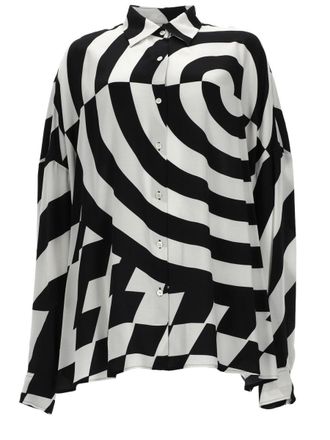 Dries Van Noten Casia Black White Geometric Shirt