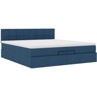 vidaXL Vidaxl - Estructura De Cama Otomana Con Colch&oacute;n Tela Azul 200x200 Cm