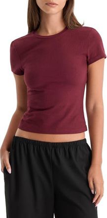 Good American The Baby Tee in Berry Noir at Nordstrom, Size X-Large