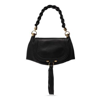 Chlo&eacute; Marcie Foulard Small Shoulder Bag - Dames - Tassen - Zwart - Maat: ONE Size Leer