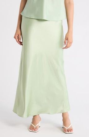 Renee C Satin A-Line Skirt in Pistachio at Nordstrom Rack, Size X-Large