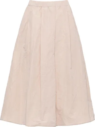 Antonelli Beige Midi Skirt With Elastic Waistband And Side Pockets