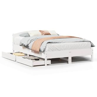 Berkfield Home Bed Frame without Mattress White 135x190 cm Double Solid Wood Pine