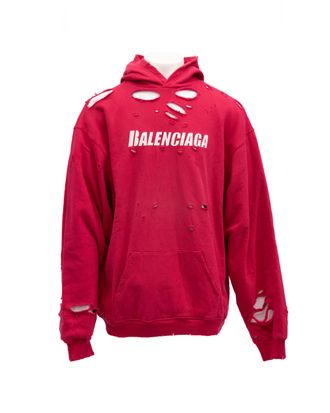 Balenciaga Red Cotton Hoodie Mens Sweatshirt