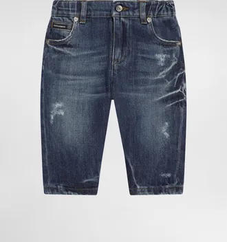 Dolce & Gabbana Washed Denim Trousers - Man Multi-colored 12/18 Months