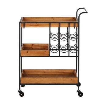 Maisons du monde Carrito de servicio de madera de abeto y ruedas de pl&aacute;stico