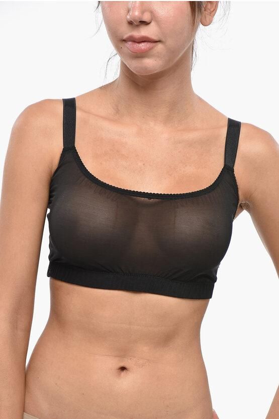 Transparent Bra with Velour Honey Detail size L
