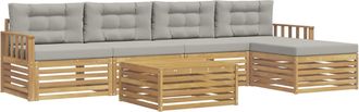 vidaXL Conjunto De Sof&aacute;s De Exterior 7 Uds. Blanco Y Gris Claro Vidaxl