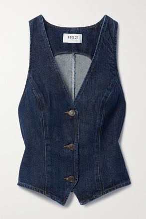 A Gold E Heller Recycled Denim Vest - Blue