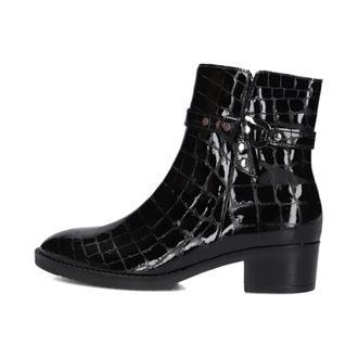 Gabor Schoenen, Dames, Zwart, 38 1/2 EU, Wol, Zwarte Krokodillenprint Enkellaarsjes