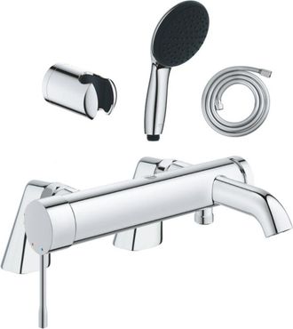 GROHE Conjunto Mezclador Mec&aacute;nico Para Ba&ntilde;era/ducha Grohe Essence + Teleducha Redonda De 2 Chorros + Manguera + Soporte