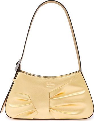 Behno Mini Leena Crosshatched Metallic Leather Shoulder Bag in Gold at Nordstrom