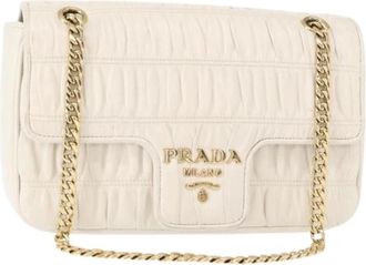 Prada Pre-owned Shoulder Bags, female, White, Size: ONE SIZE Pre-owned Leather Shoulder Bag