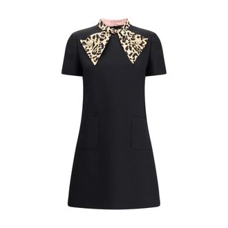Valentino Dierenstrik Korte Jurk - Dames - Korte kleedjes - Zwart - S - Wol - Kleedjes