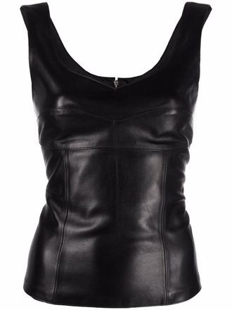 Manokhi Leren tanktop - Zwart