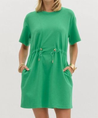 Entro Drawstring Waist Dress In Green